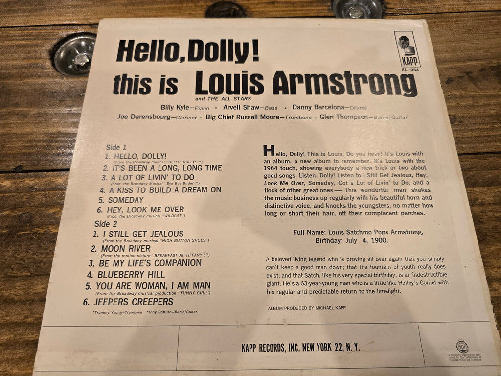 Louis Armstrong – Hello, Dolly! (1964, LP, Kapp Records, KL-1364, Mono)