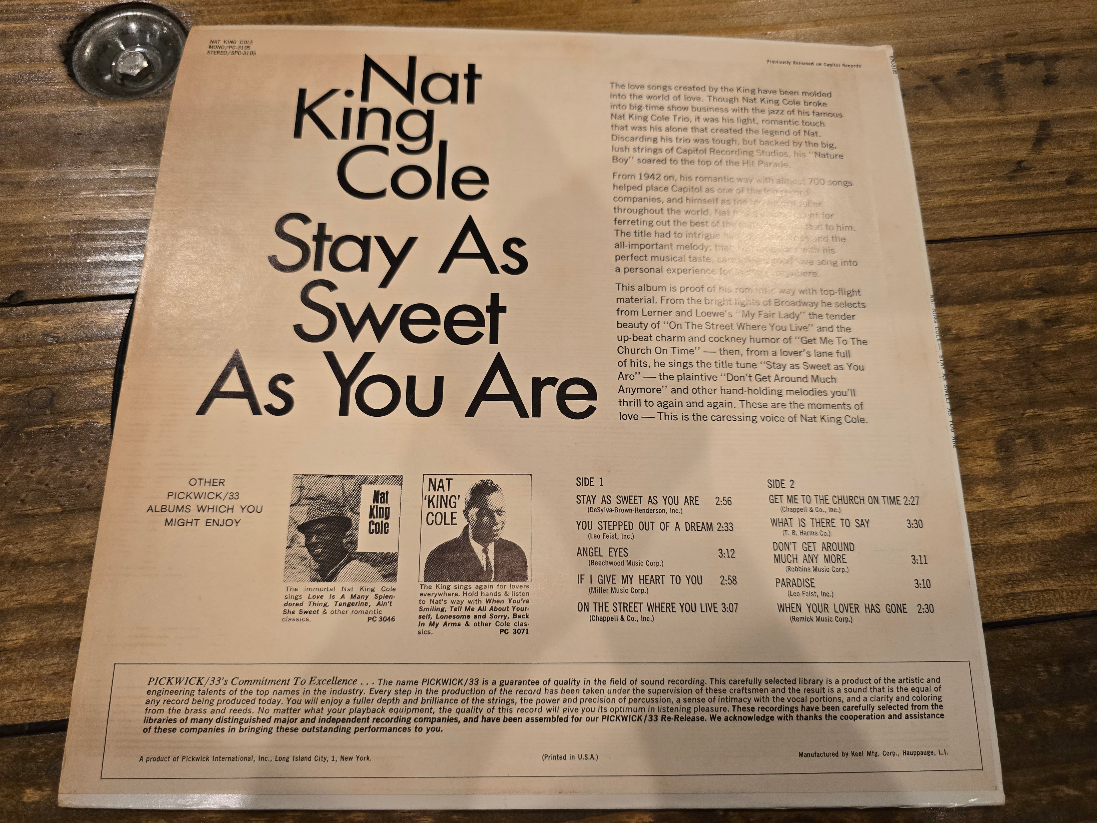 Nat King Cole – Stay As Sweet As You Are (LP, Capitol Special Markets, SPC-3105)