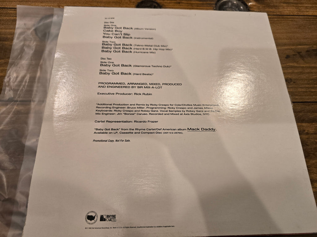 Sir Mix-A-Lot – Baby Got Back (1992, 2x12" Promo Single, Def American Recordings, PRO-A-5213)