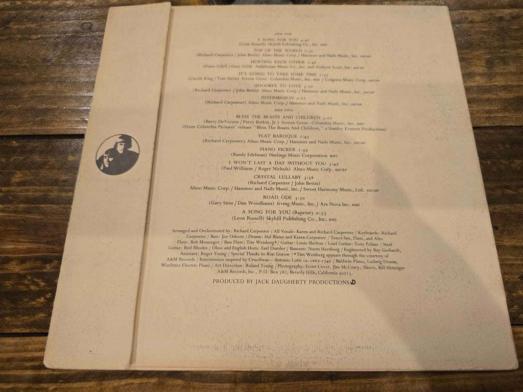 Carpenters – A Song for You (1972, LP, A&M Records, SP-3511)