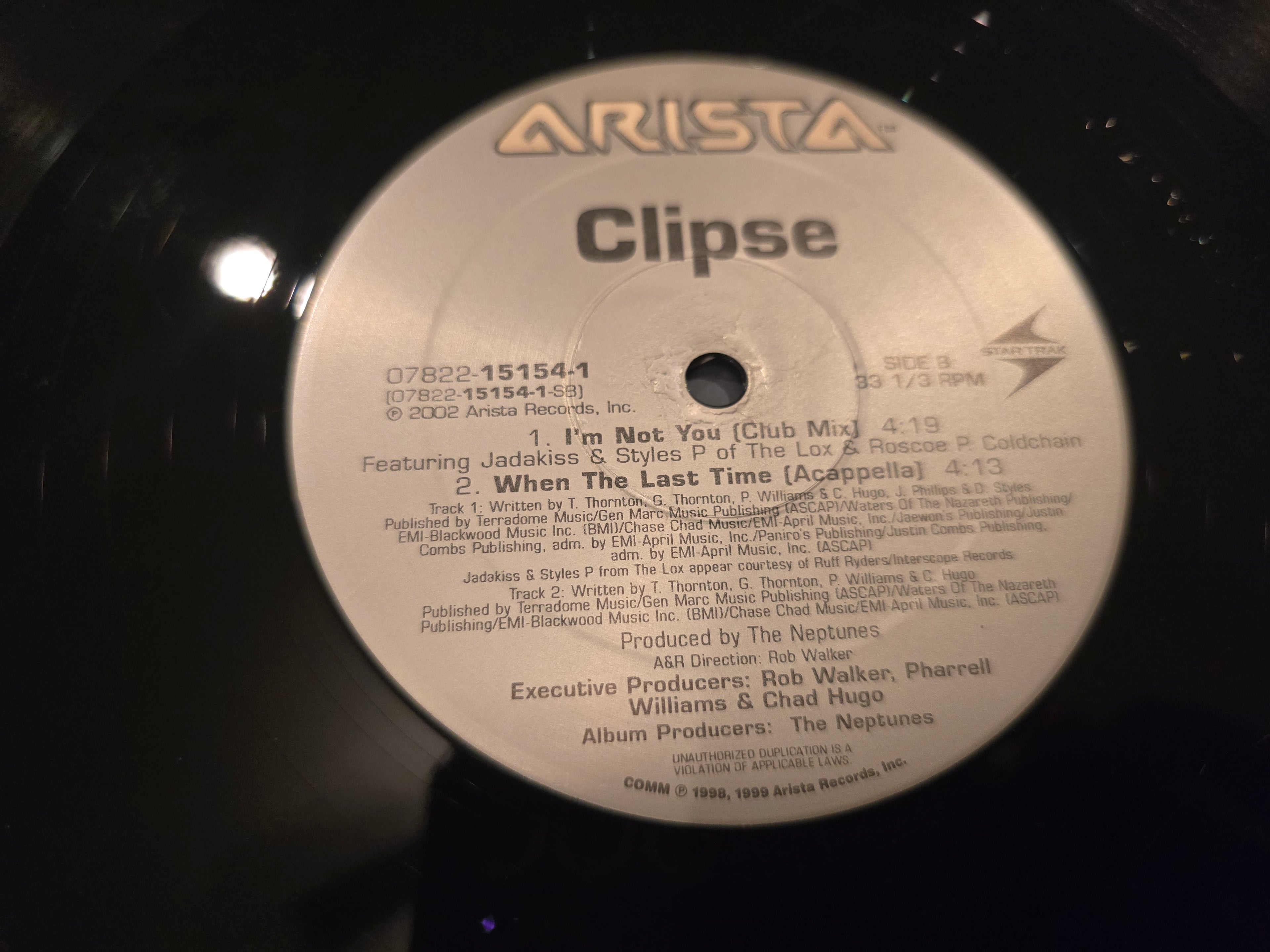 Clipse – When Was the Last Time (12" Single, Arista Records, 07822-15154-1)