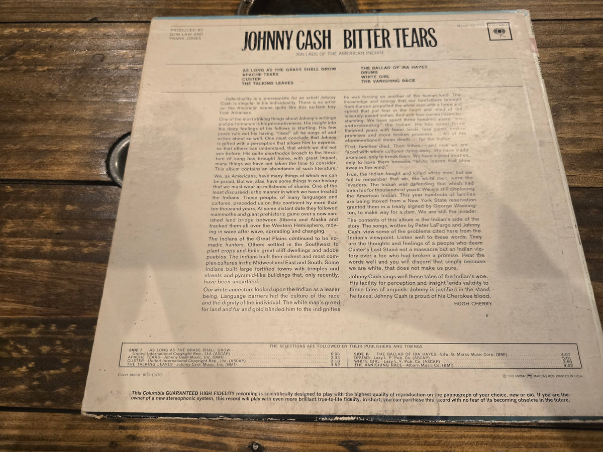 Johnny Cash - Bitter Tears: Ballads of the American Indian, Columbia CL 2248