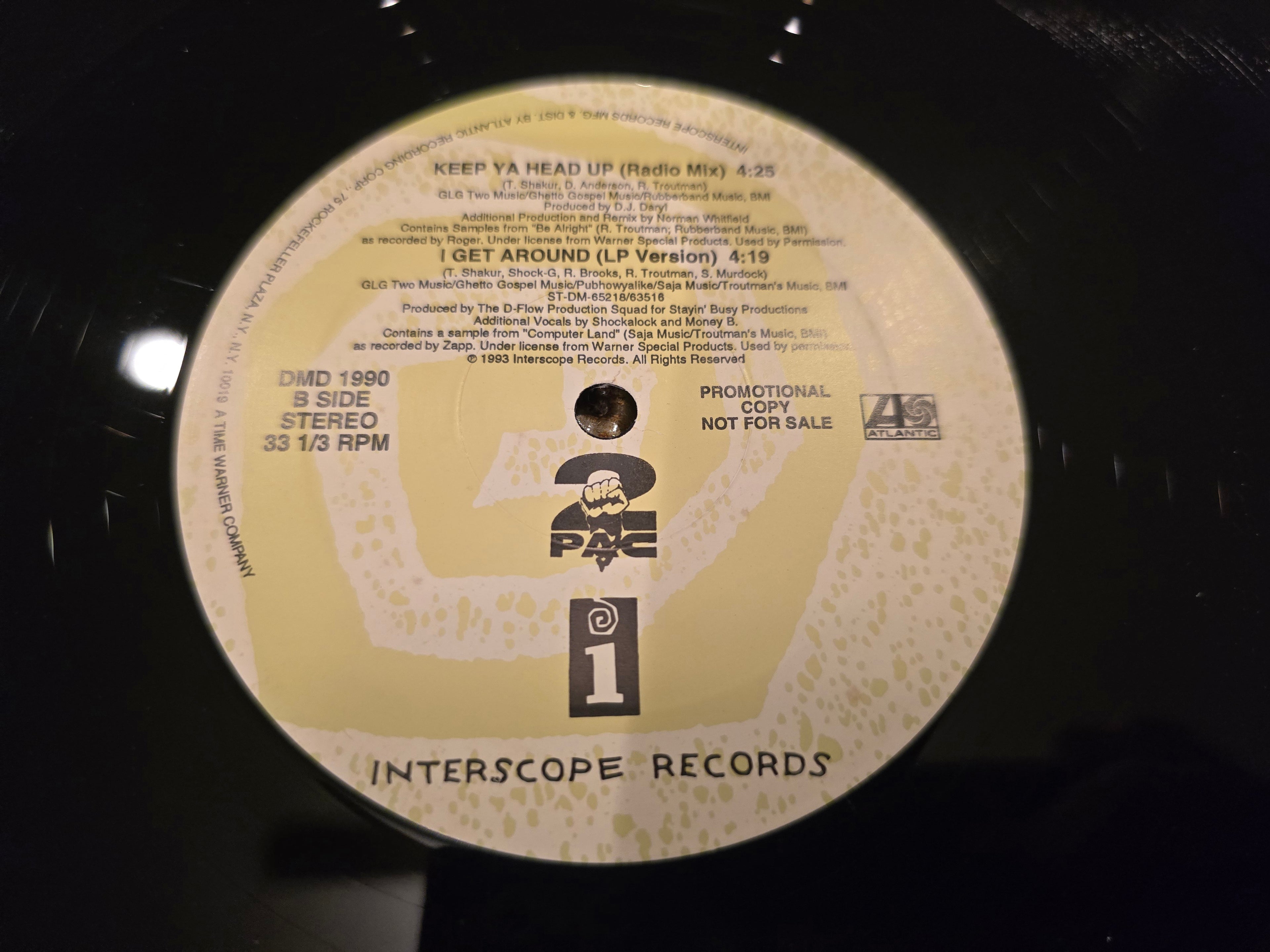 2Pac – Keep Ya Head Up (US Radio Promo 12", Death Row/Interscope DMD 1990, DMM First Stamper, SRC Pressing)