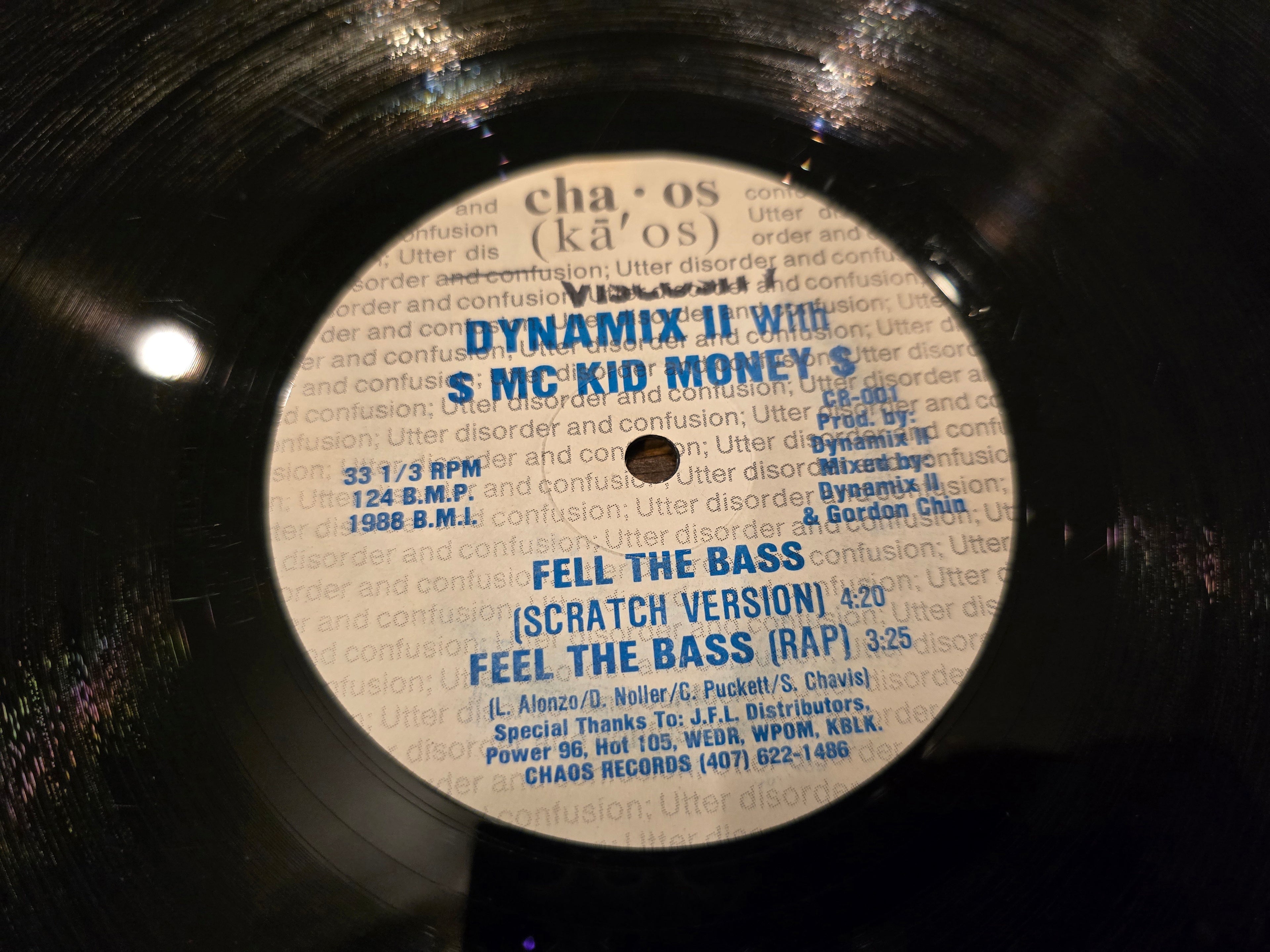 Dynamix II – Techno Bass / Feel the Bass (Original US 12", Crispy Records CR-001, Misprint White Sticker Variant)