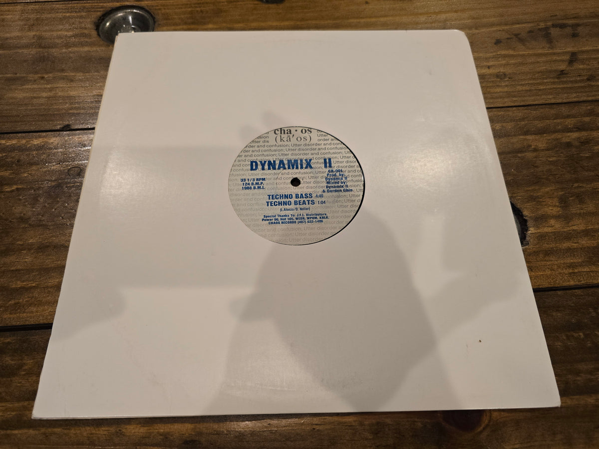 Dynamix II – Techno Bass / Feel the Bass (Original US 12", Crispy Records CR-001, Misprint White Sticker Variant)