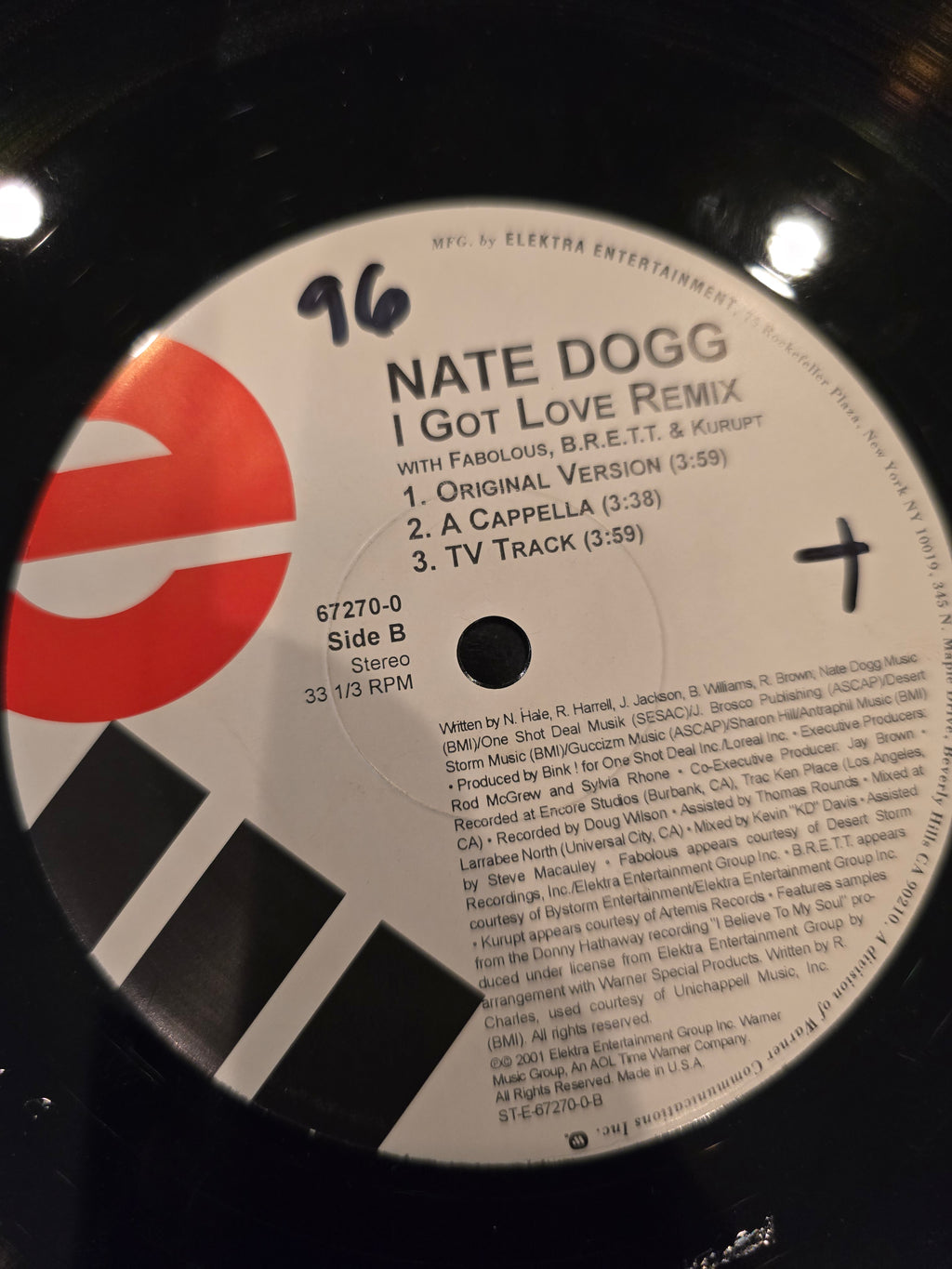 Nate Dogg – I Got Love (US Advance Promo 12" Single, Elektra/Reprise SPRO 0315, Scratched Matrix, 2001)