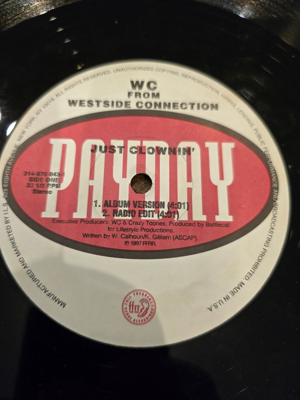 WC and the Maad Circle – Just Clownin' (US 12" Single, PolyGram/Mercury 314-570-043-1, Hub Pressing)