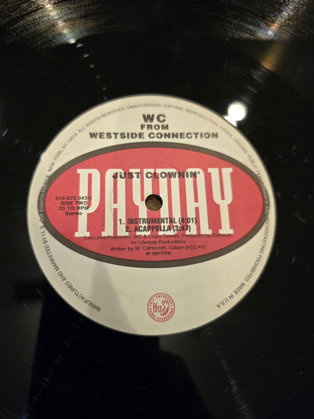 WC and the Maad Circle – Just Clownin' (US 12" Single, PolyGram/Mercury 314-570-043-1, Hub Pressing)