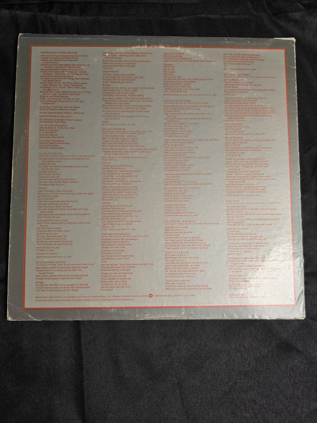 Seals & Crofts – I’ll Play for You (1975, Warner Bros. BS2848, VG+)