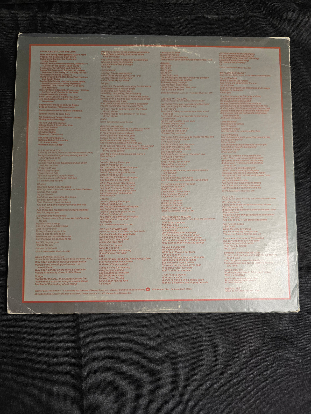 Seals & Crofts – I’ll Play for You (1975, Warner Bros. BS2848, VG+)