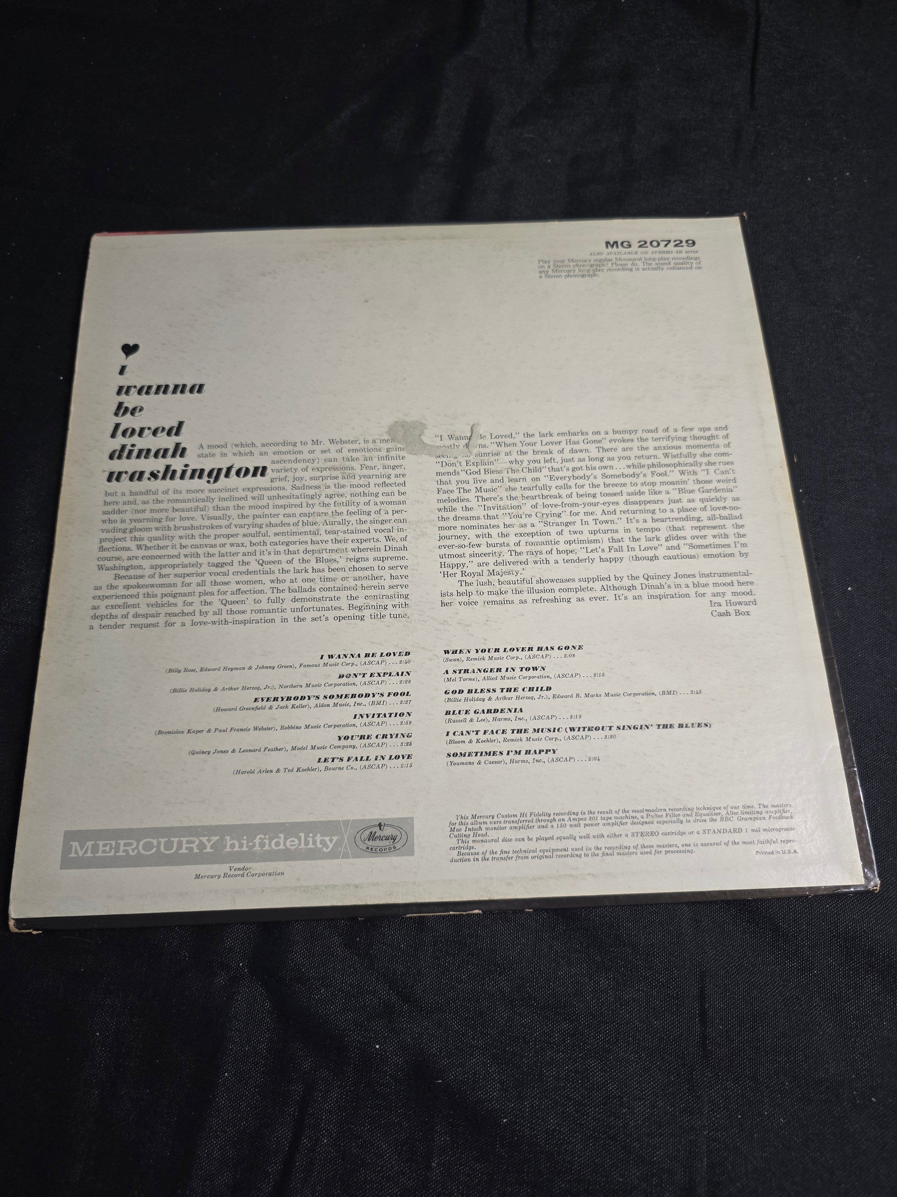 Dinah Washington - I Wanna Be Loved (MG-20729)