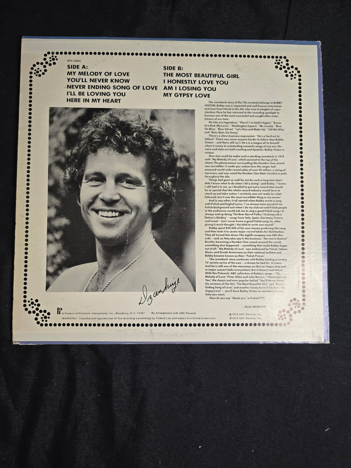 Bobby Vinton - Melodies of Love (SPC-3553-A)